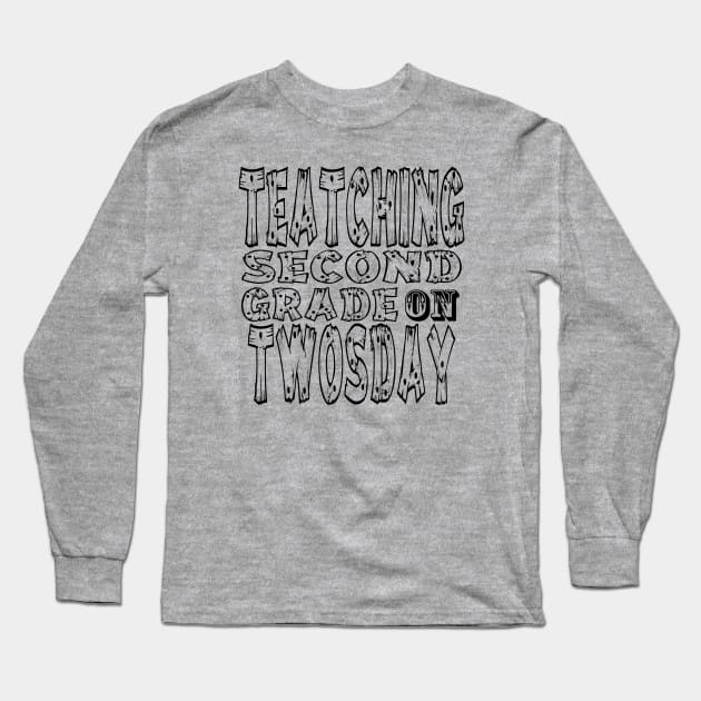 Teaching second grade on twosday 2s day Long Sleeve T-Shirt by Top Art